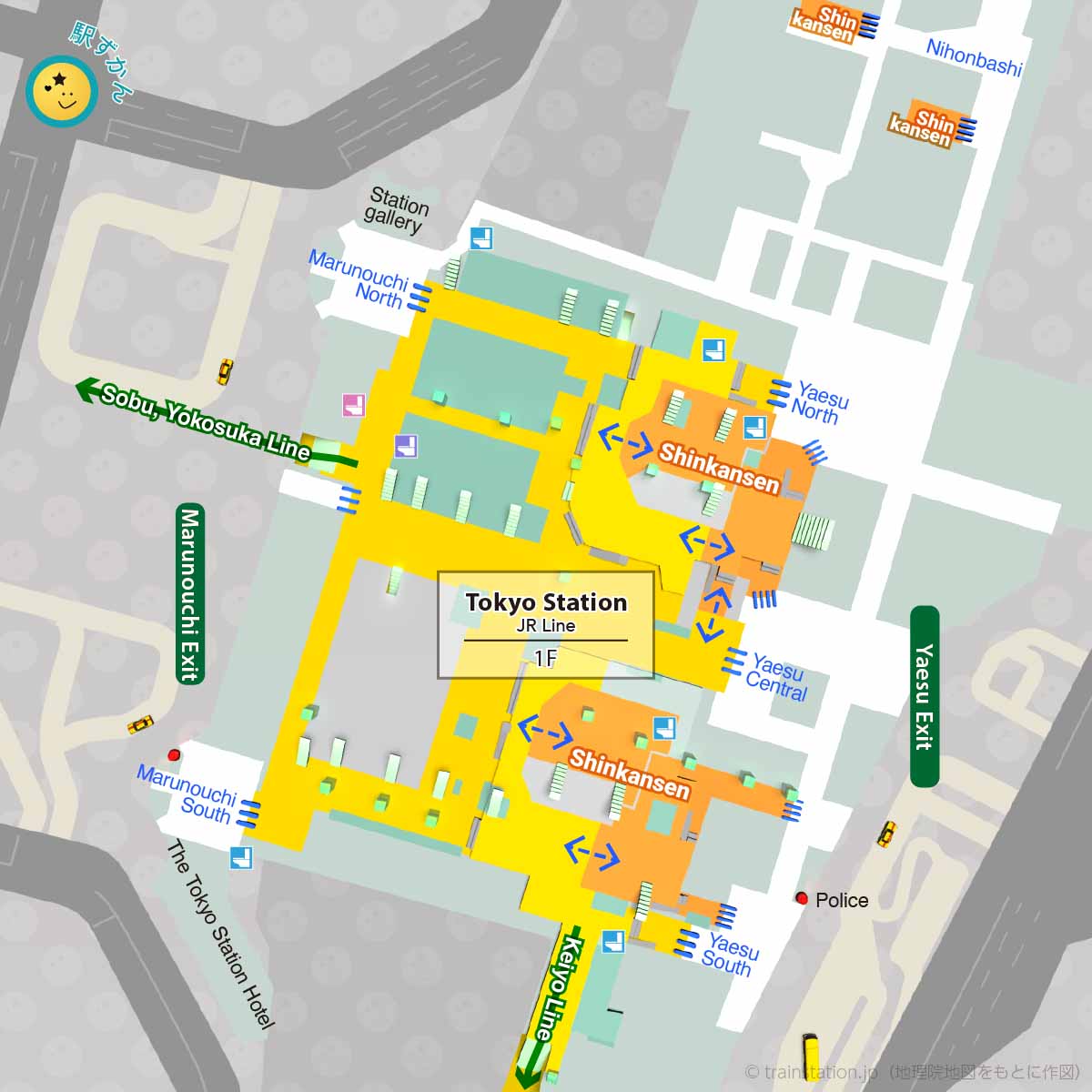 Tokyo Station 1F Map & Transfer Guide