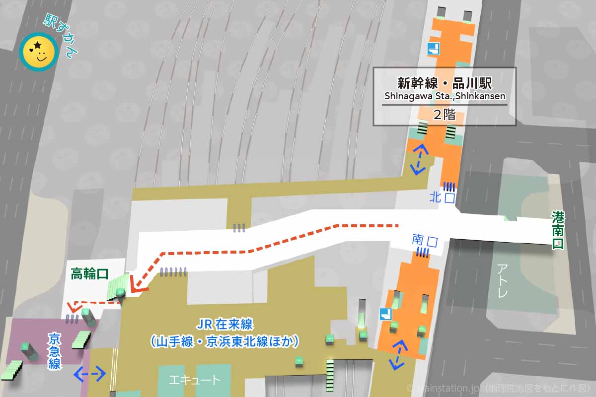 品川駅構内図(東海道新幹線)と乗り換え地図