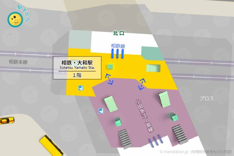 大和駅構内図（相鉄本線）と周辺地図