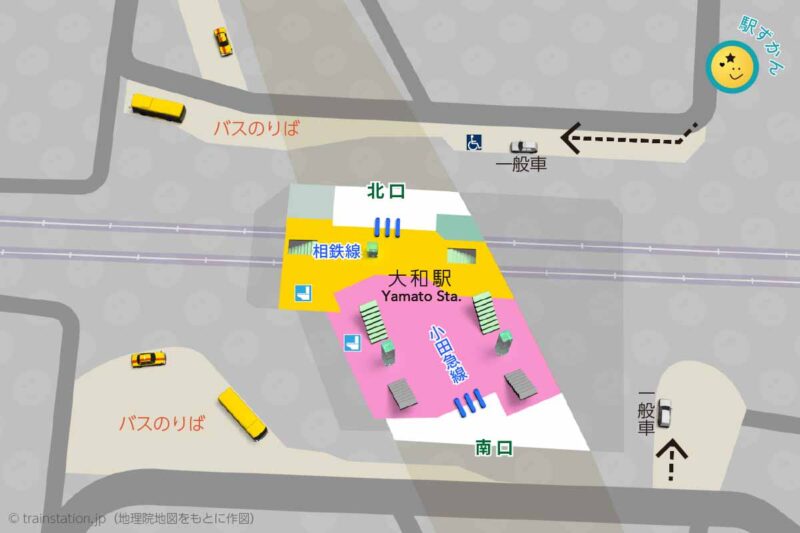 大和駅ロータリーマップ 車寄せ・バス停