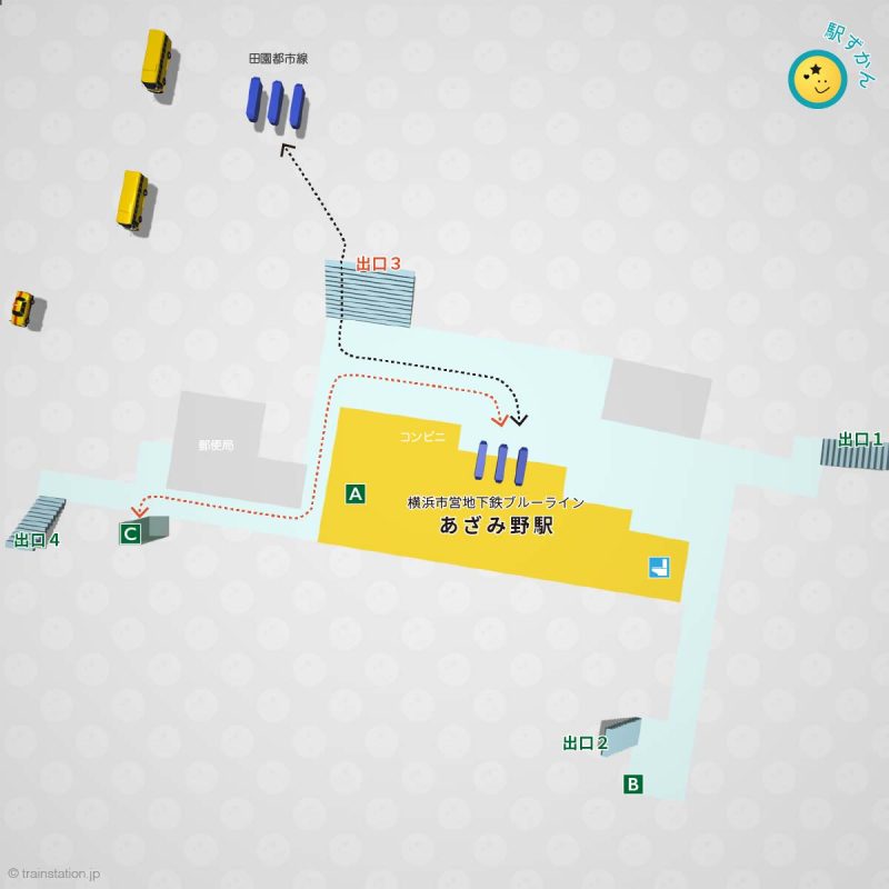 横浜市営地下鉄ブルーラインあざみ野駅構内図