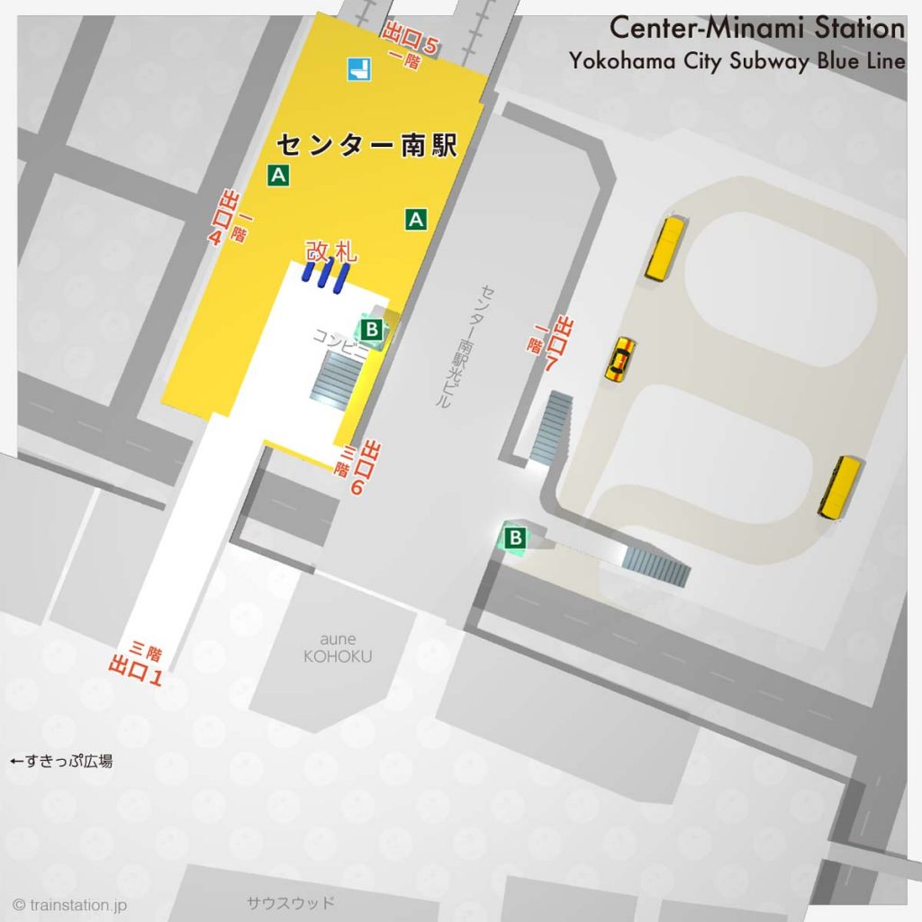 センター南駅構内図ガイド(横浜市営地下鉄ブルー/グリーン) 駅ずかん センター南駅構内図ガイド(横浜市営地下鉄ブルー/グリーン) 駅ずかん