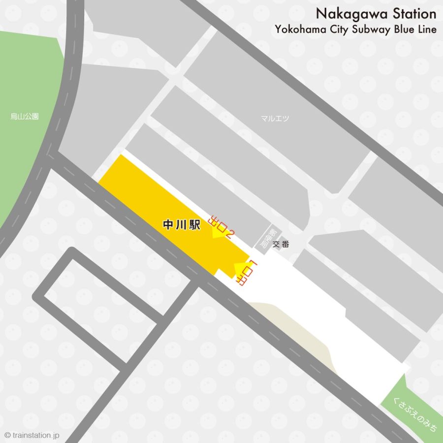 横浜市営地下鉄 中川駅構内図と周辺地図