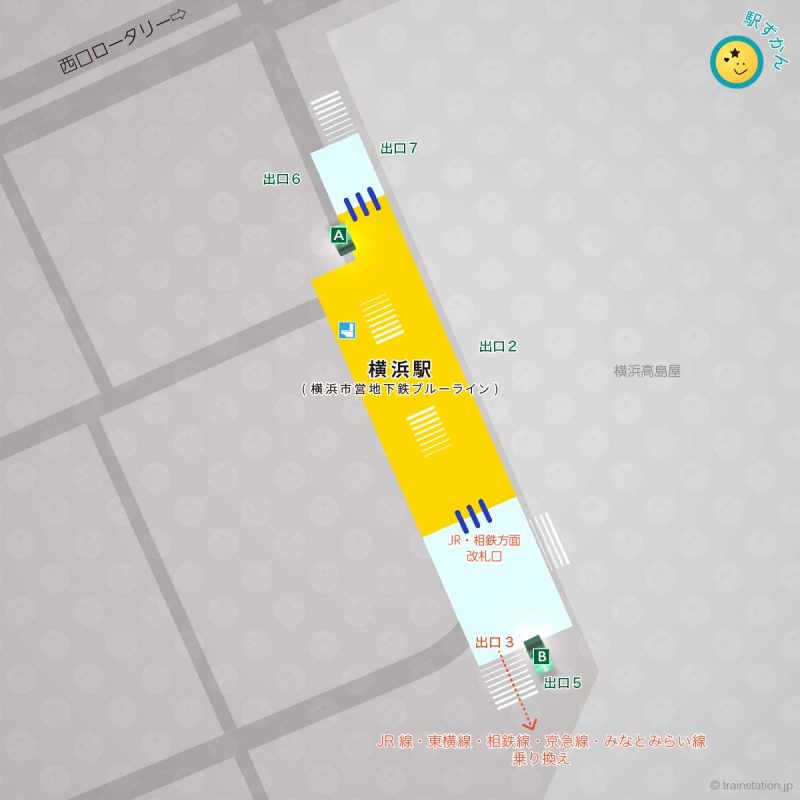地下鉄の横浜駅構内図