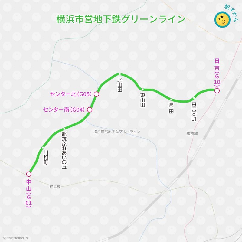 横浜市営地下鉄グリーンライン路線図